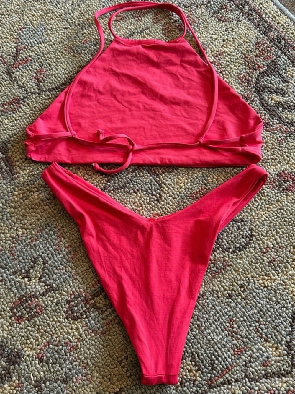 l*space Red High Neck Bikini Set